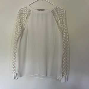 LOFT long lace sleeve white blouse. Size M.